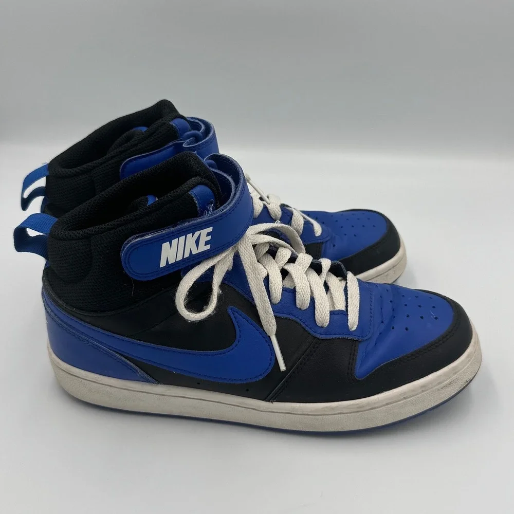 Nike Black and Blue Court Borough Mid 2 Sneakers 5.5Y NO BOX